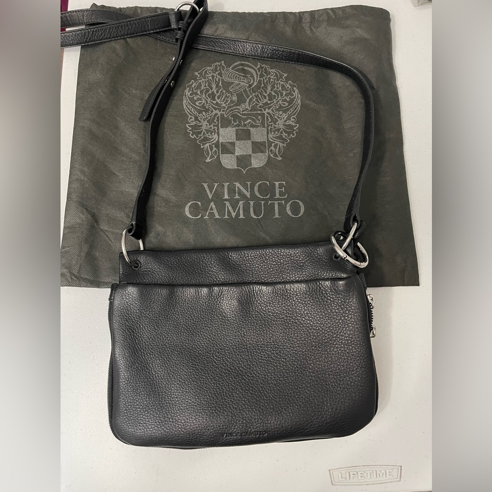 Vince Camuto Charcoal Leather Messenger Bag